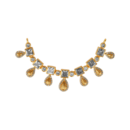 Golden Drape SquareCut Crystal & Teardrop Dangler Pendant