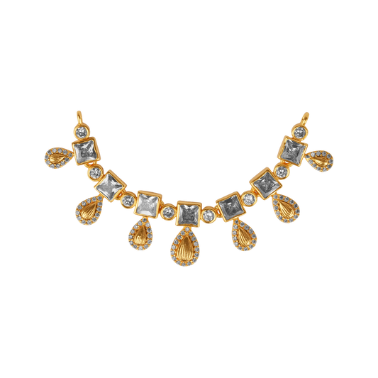 Golden Drape SquareCut Crystal & Teardrop Dangler Pendant