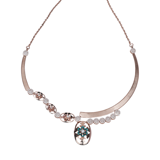 Celestia Rosé Necklace with Enchanted Floral Medallion