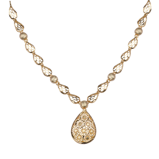 Golden Petals Teardrop Necklace