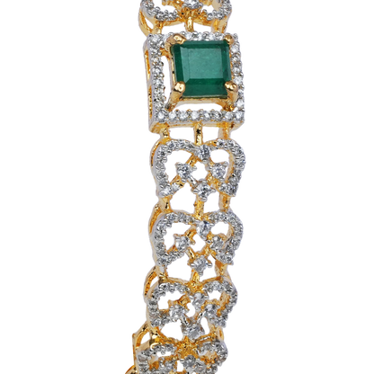 Eira Emerald Filigree Bangle with Dual-Tone Sparkle