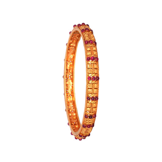 Temple Treasure Bangles with Ruby Bead Inlay