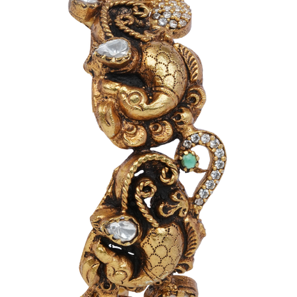 Aadya Gaja Kalai Bangle with Antique Finish and Stone Detailing