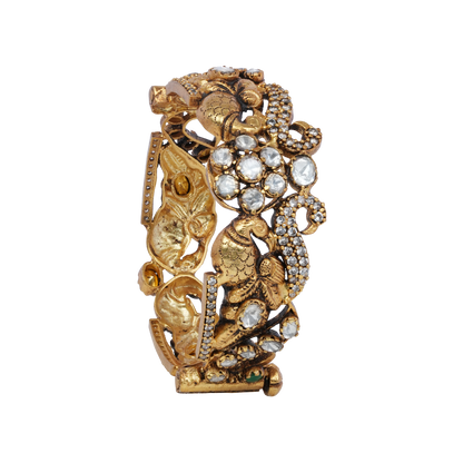 Indira Elephant Motif Bangle with Floral Kundan Crown