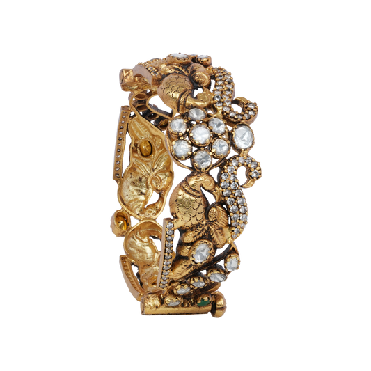 Indira Elephant Motif Bangle with Floral Kundan Crown
