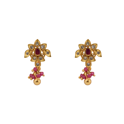 Lotus Radiance Ruby Drop Earring