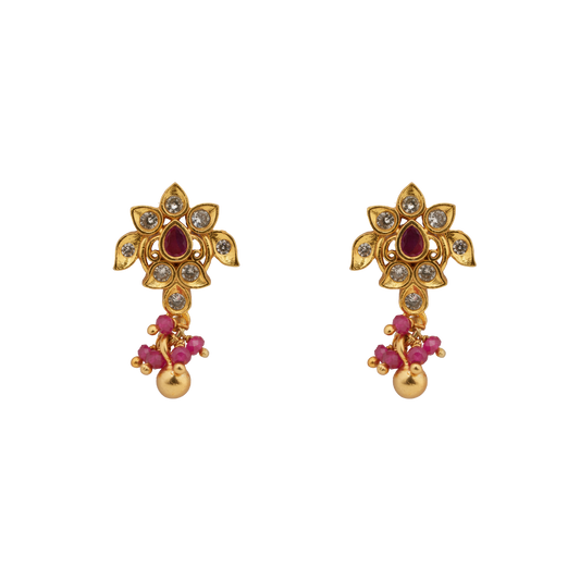 Lotus Radiance Ruby Drop Earring