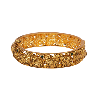 Antique Paisley Gold Bangle with Emerald Accents