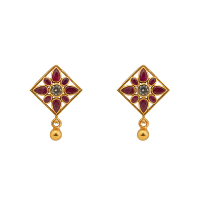 Ruby Blossom Kite Earrings