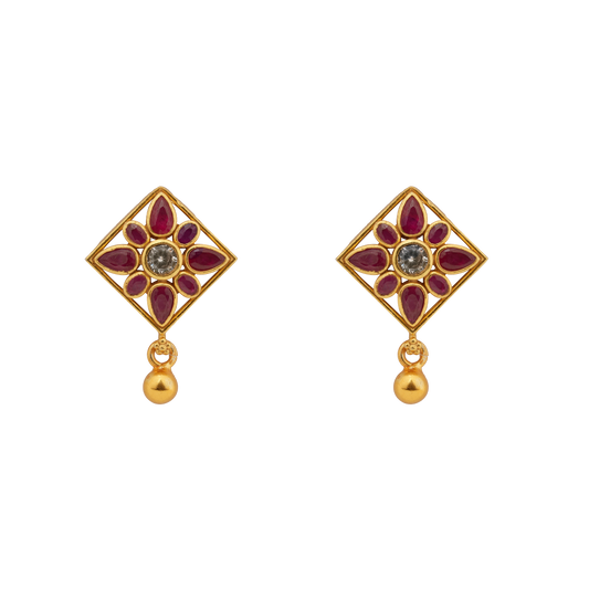 Ruby Blossom Kite Earrings