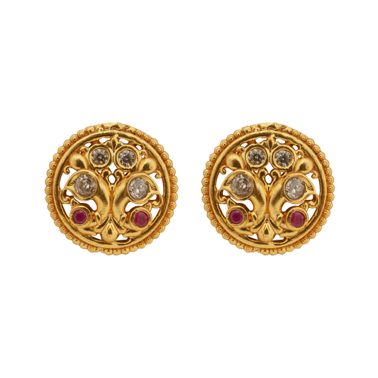 Twin Peacock Antique Studs