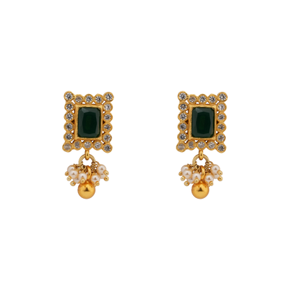 Emerald Gaze Rectangle Stud