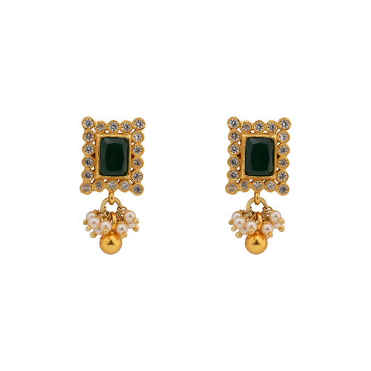 Emerald Gaze Rectangle Stud