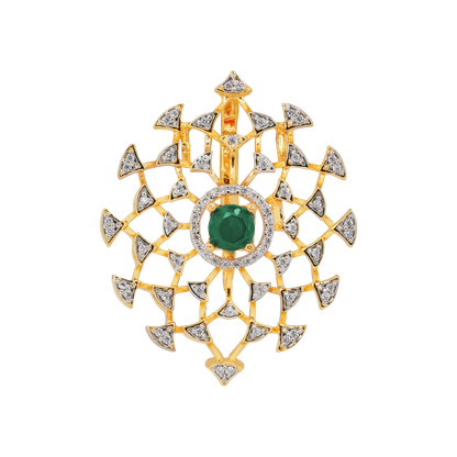 Crimson Starburst: Ruby-Centered Geometric Pendant with Diamond Accents