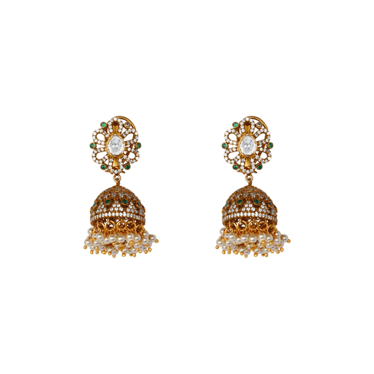 Emerald Dynasty Kundan Jhumka