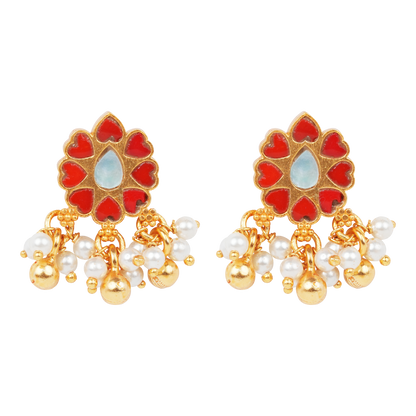Kumud Blossom Earrings with Pearl Jhumkis