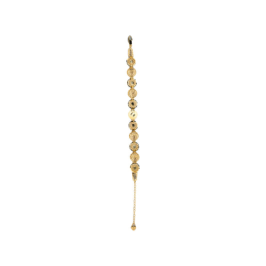 Antique Gold-Plated Coin Motif Bracelet with Dual-Tone Accents