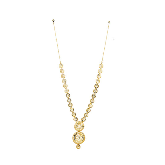 Twin Medallion Filigree Necklace in Antique Gold Finish