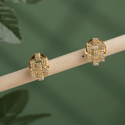 Art Deco Sparkle Studs in Antique Gold
