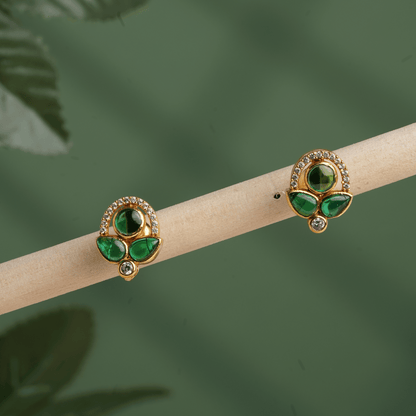 Mayura Emerald Cluster Studs
