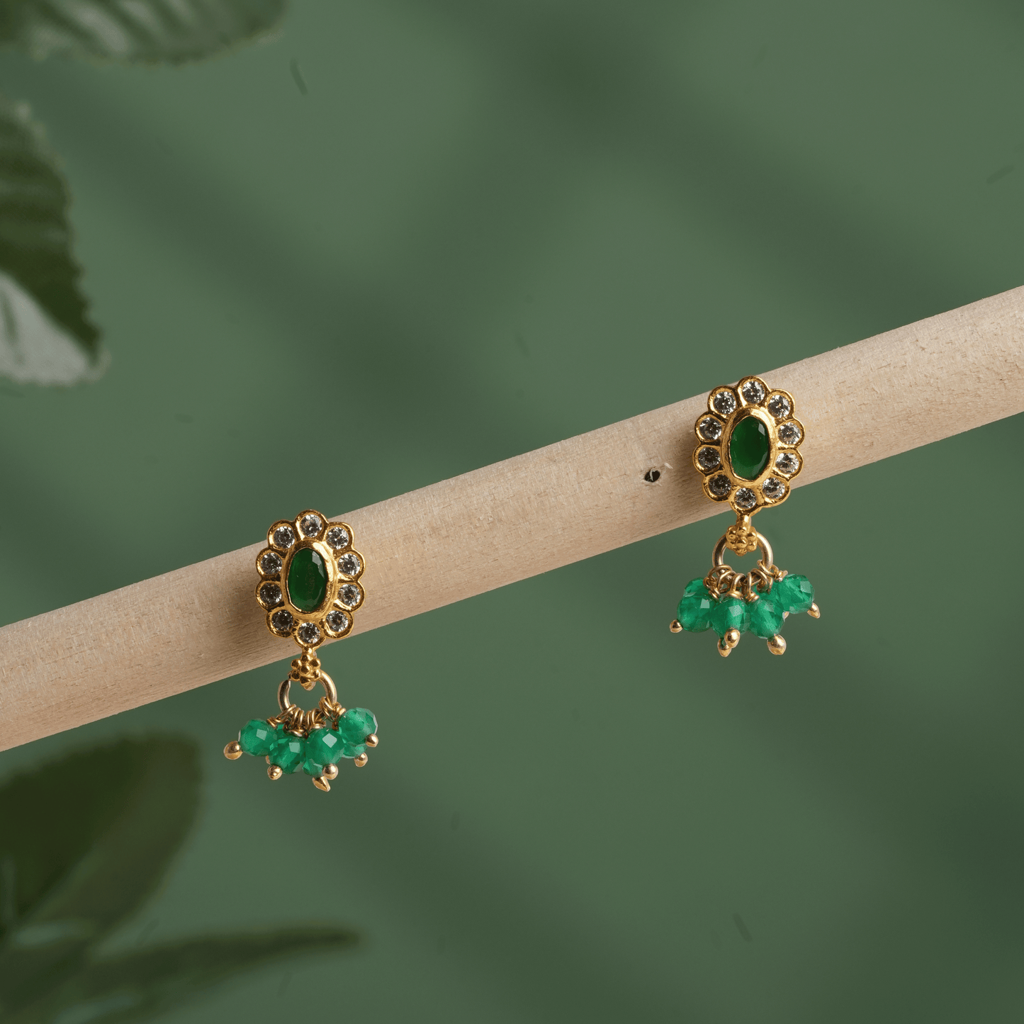 Emerald Blossom Drop Earrings