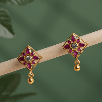 Ruby Blossom Kite Earrings