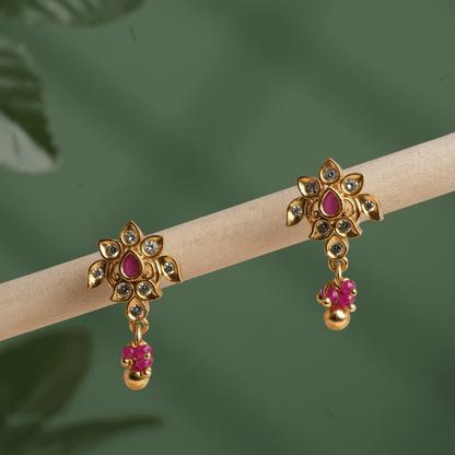 Lotus Radiance Ruby Drop Earring