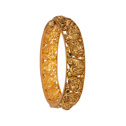 Antique Paisley Gold Bangle with Emerald Accents