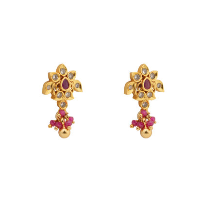 Lotus Radiance Ruby Drop Earring