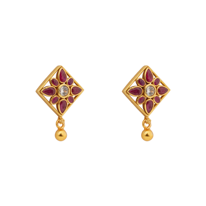 Ruby Blossom Kite Earrings