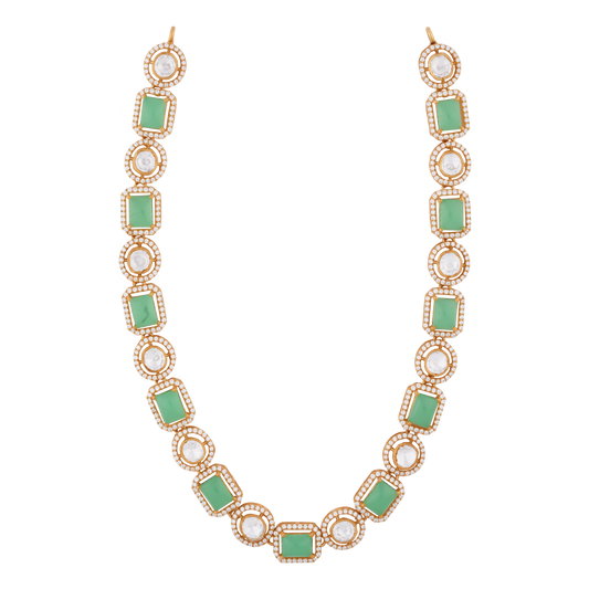 Victor Mint Square Necklace with Matching Earrings