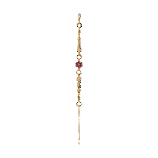 Ruby Bloom Charm Bracelet in Antique Gold