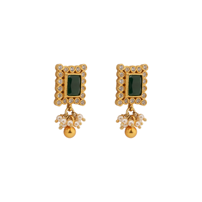 Emerald Gaze Rectangle Stud