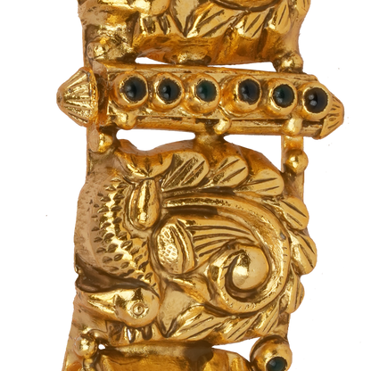 Mythical Peacock Gold Bangle with Emerald Detailing