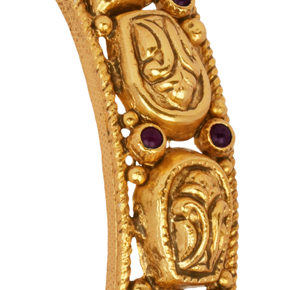Heritage Paisley Gold Bangle with Ruby Accents