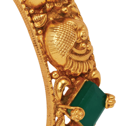 Celestial Peacock Gold Bangle with Emerald-Cut Gemstones