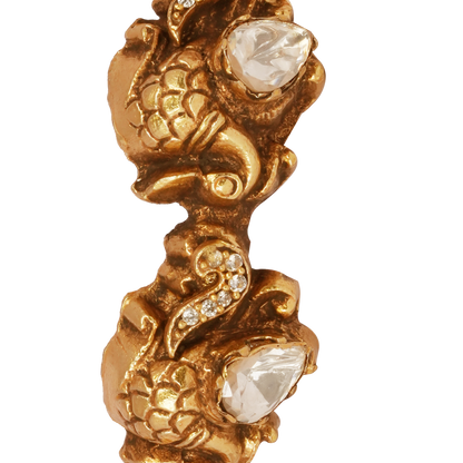 Mythical Makara Gold Bangle with Polki Diamond Accents