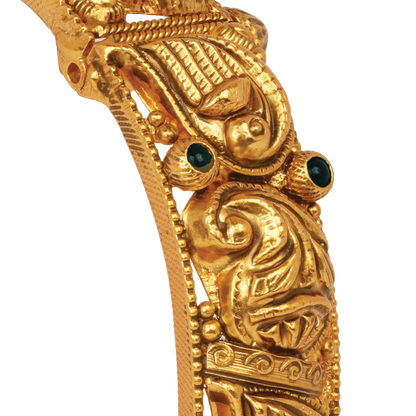 Royal Paisley Gold Bangle with Emerald Highlights
