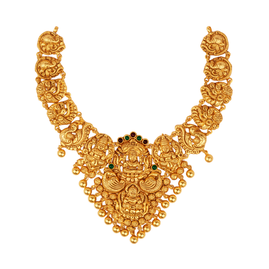 Majestic Temple Goddess Necklace in Antique Gold Finish