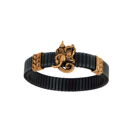 Divine Wisdom Kada with Antique Gold Ganesha Motif
