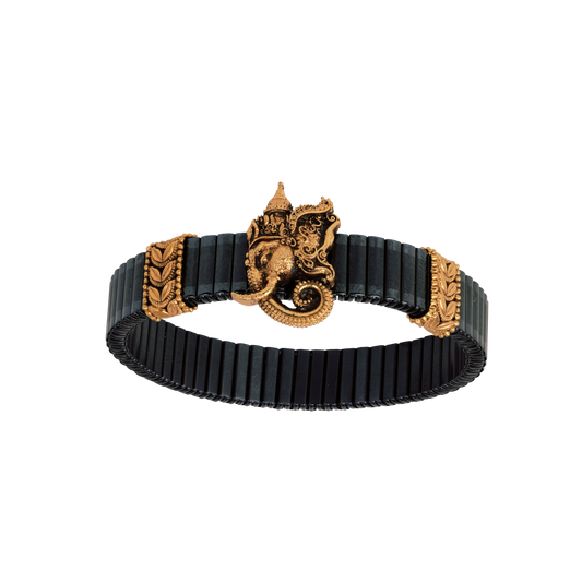 Divine Wisdom Kada with Antique Gold Ganesha Motif