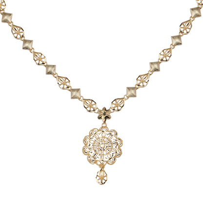 Elysian Bloom Mandala Necklace in Antique Gold