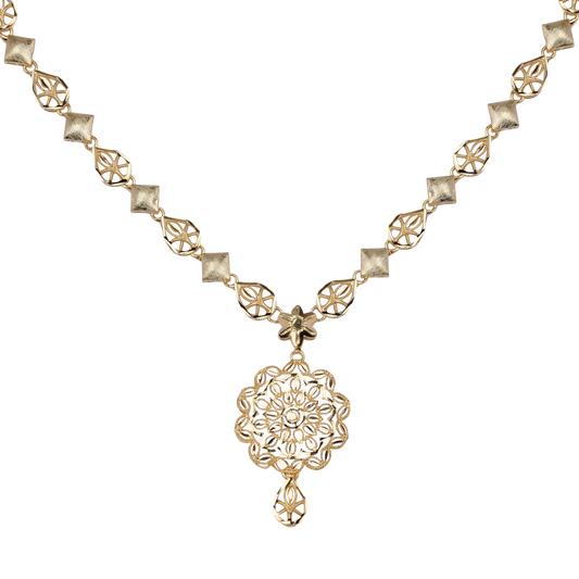 Elysian Bloom Mandala Necklace in Antique Gold