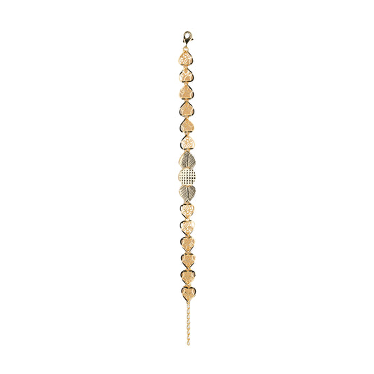 Sacred Leaf Harmony Bracelet in Dual-Tone Gold Finish