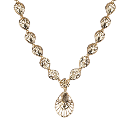 Solstice Drop Filigree Necklace in Antique Gold