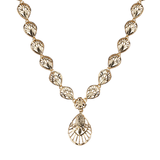Solstice Drop Filigree Necklace in Antique Gold
