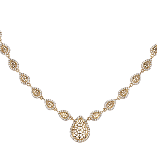 Celestia Teardrop Necklace with Diamond-Cut Halo Finish