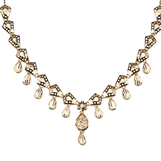 Amber Kitescape Gold Necklace with Dangling Droplets