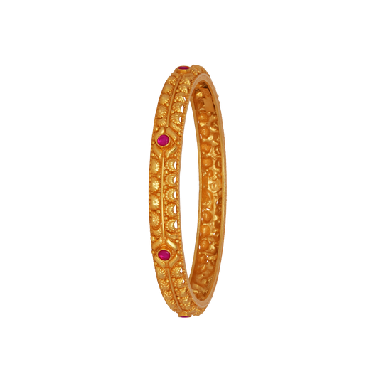Classic Heritage Gold Bangle with Ruby Studs