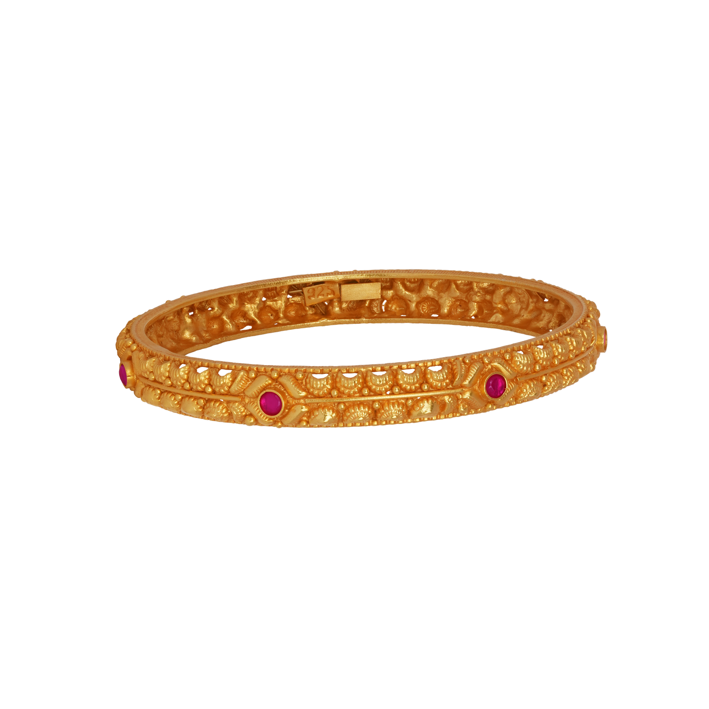 Classic Heritage Gold Bangle with Ruby Studs